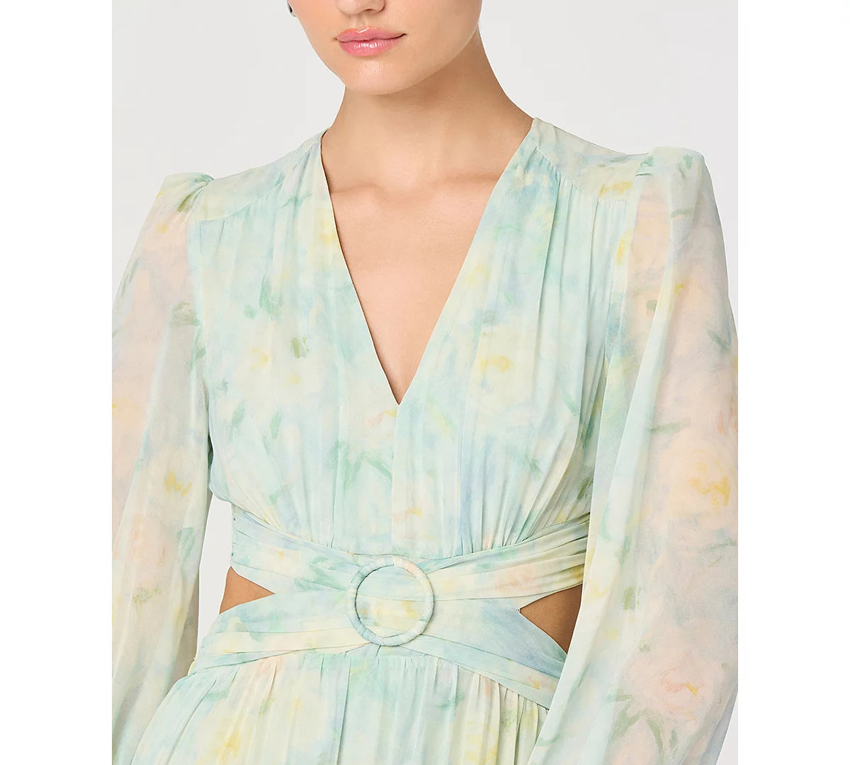 Astr Women's Floral V-Neck Maxi Dress - Seafoam Floral
