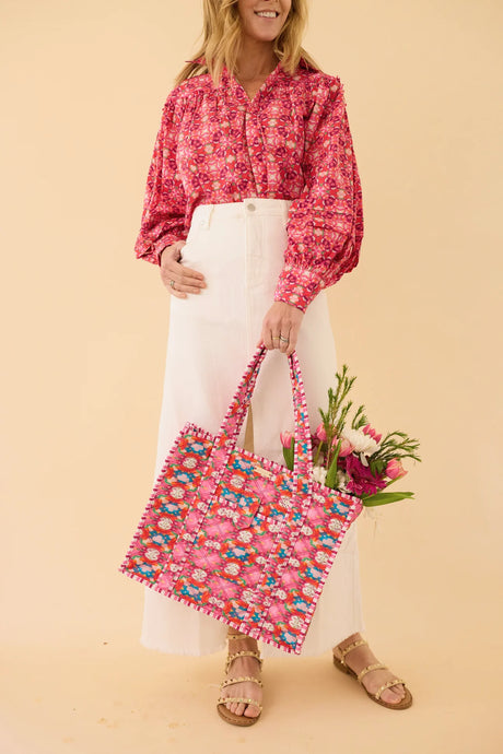Brooks Avenue On the Road Quilted Tote | Strawberry Fields