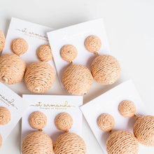 Load image into Gallery viewer, Natural Lido Pom Pom Statement Earrings