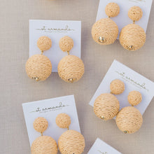 Load image into Gallery viewer, Natural Lido Pom Pom Statement Earrings
