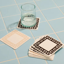 Load image into Gallery viewer, Meandros Greek Key Reusable Letterpress Coasters