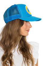 Load image into Gallery viewer, Friday Feelin' Vacation Club Trucker Hat in Blue