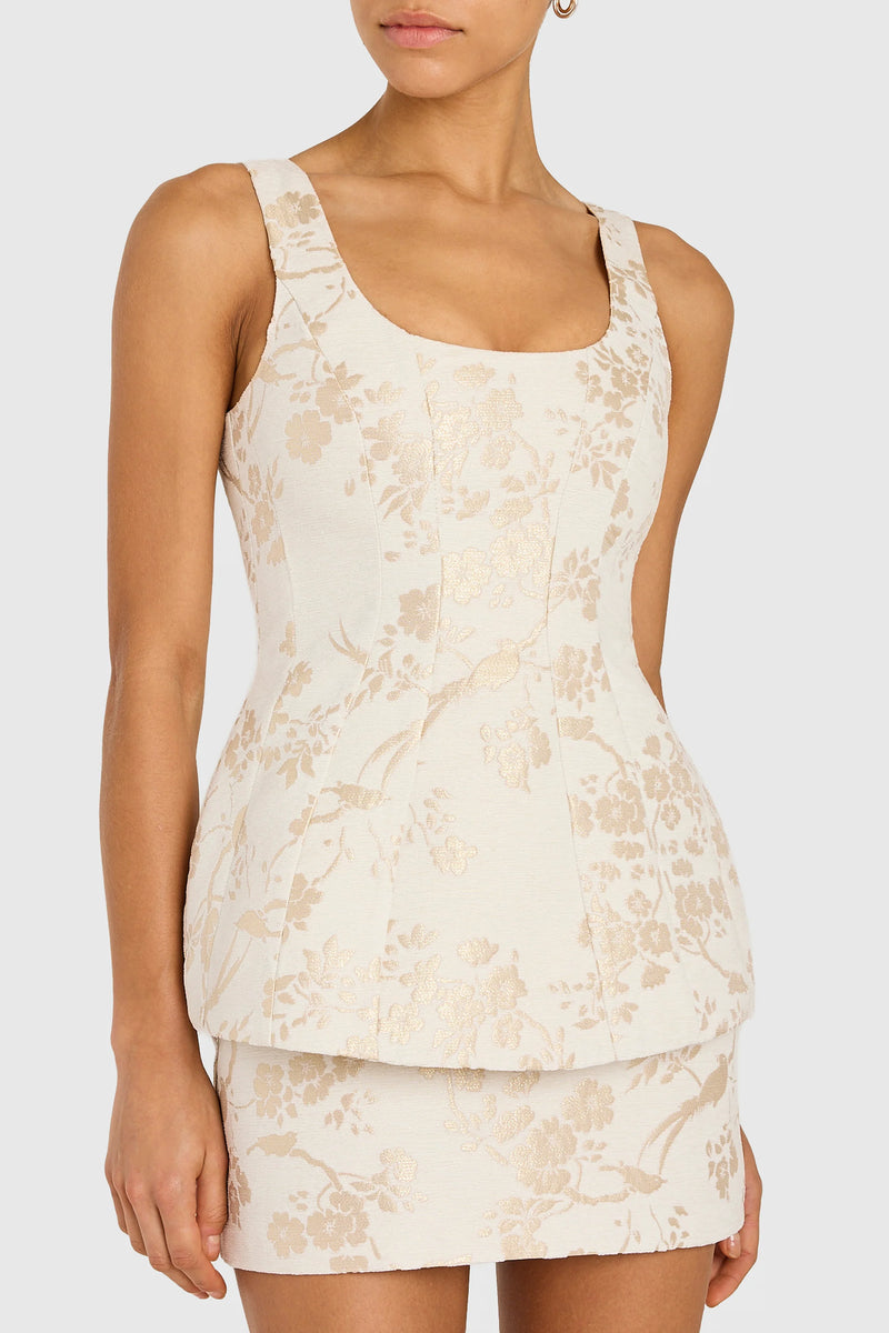 bodycon white and gold dress Amanda Uprichard Empire Select Jacket & Vest Size:EU48/US38 Kanali K Spring 2025 new women Midi dress framed with a plunging