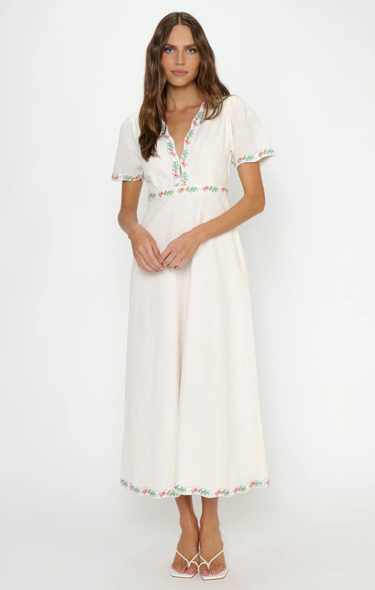 Show Me Your MUMU Thea Midi Dress | Wild Meadow Embroidery – The