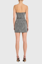 Load image into Gallery viewer, Amanda Uprichard Puzzle Strapless Mini Dress | Black & White Polkadot Tweed