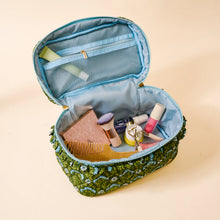 Load image into Gallery viewer, Glam & Go Quilted Cosmetic Bag - Everbloom Forest Green
