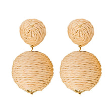 Load image into Gallery viewer, Natural Lido Pom Pom Statement Earrings