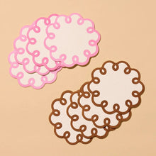 Load image into Gallery viewer, Coquette Scalloped Reusable Letterpress Coasters