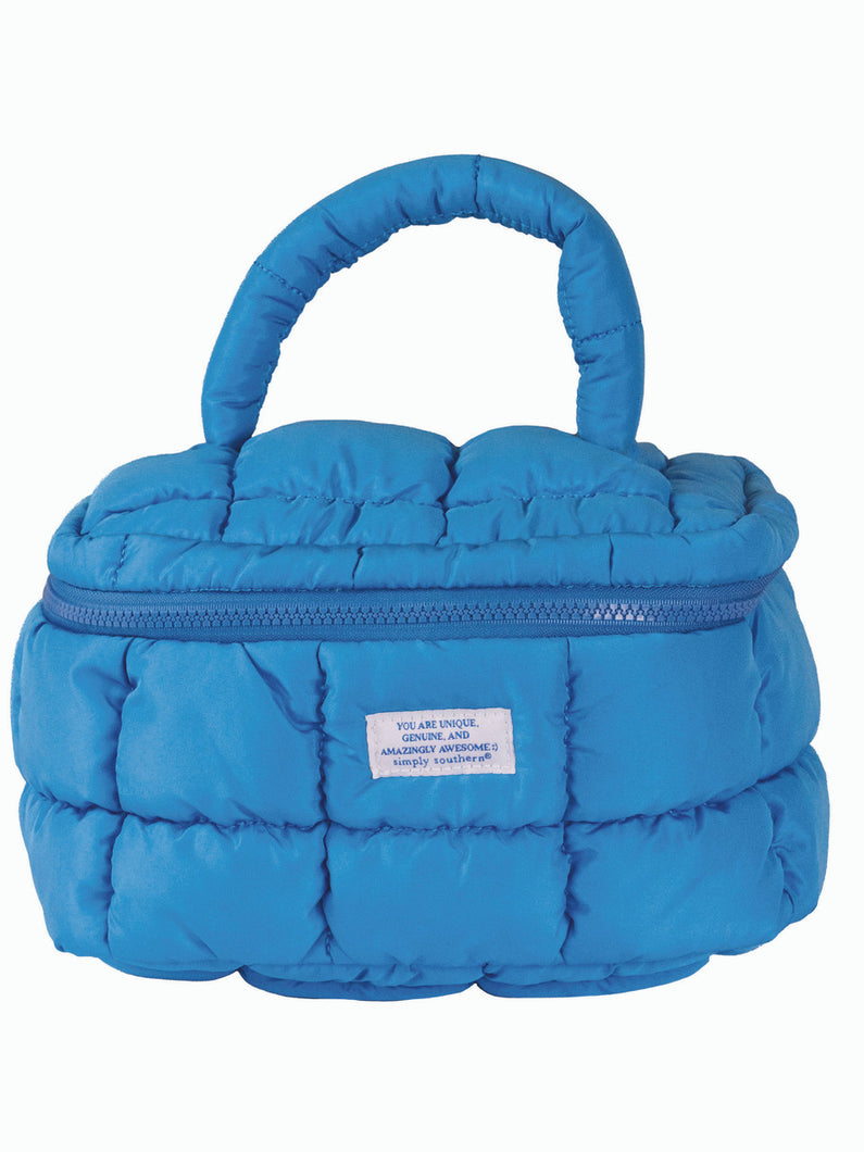 Quilted Glam Bag - Cerulean
