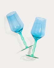 Load image into Gallery viewer, Wine Glass Set | Mint Condition / Hydrangea Blue