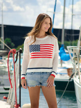 Load image into Gallery viewer, Shiraleah American Flag Mesh Sweater | White