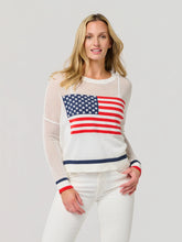 Load image into Gallery viewer, Shiraleah American Flag Mesh Sweater | White