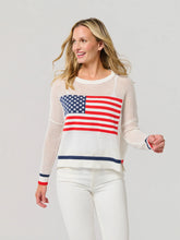 Load image into Gallery viewer, Shiraleah American Flag Mesh Sweater | White