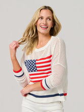 Load image into Gallery viewer, Shiraleah American Flag Mesh Sweater | White