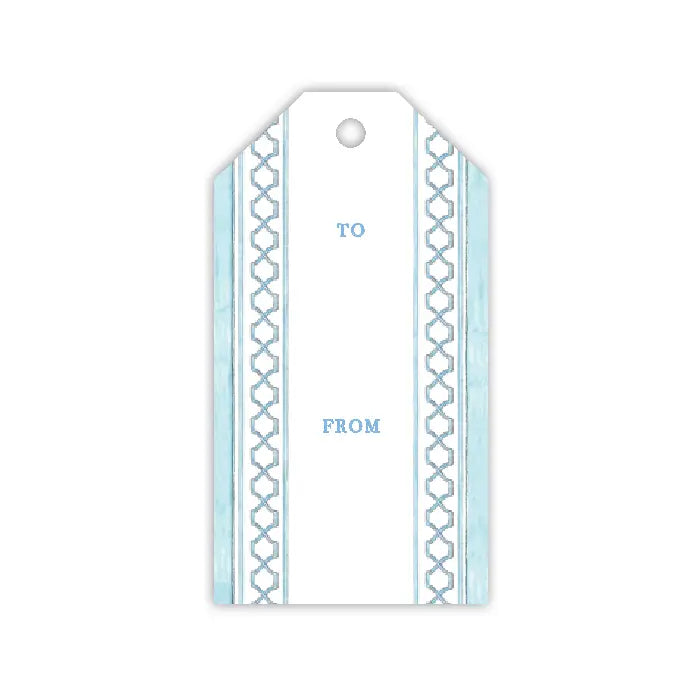 Blue Geometric Border Gift Tag