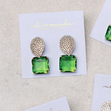 Load image into Gallery viewer, Retro Pave Crystal and Peridot Gum Drop Earrings