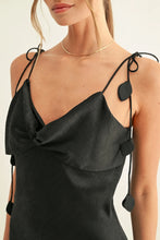 Load image into Gallery viewer, Adelyn Rae Emmy Twisted Chest Bias Midi Slip Dress | Black
