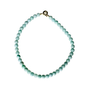 Aqua Jade Gumball Gemstone Necklace