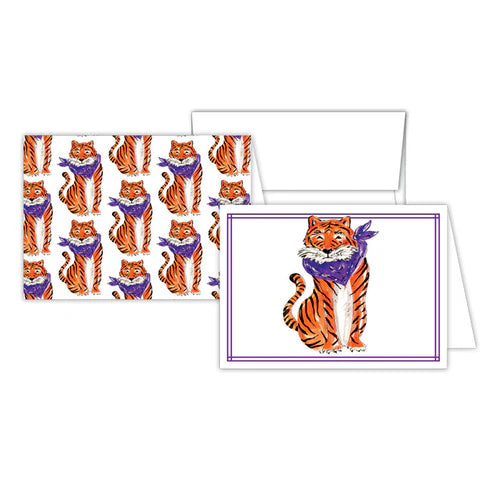 Handpainted Tiger with Purple Bandana Petite Note Combo