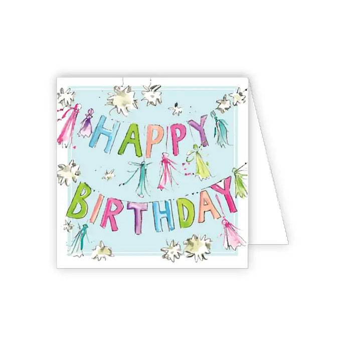 Handpainted Happy Birthday Tassel Banners Enclosure Card