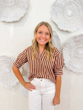 Load image into Gallery viewer, Karlie Stripe Denim Twill Collar Top