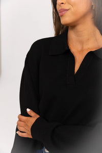 Karlie Black Vneck Collared Sweater