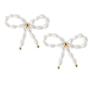 Petite Pearl Bow Stud Earrings