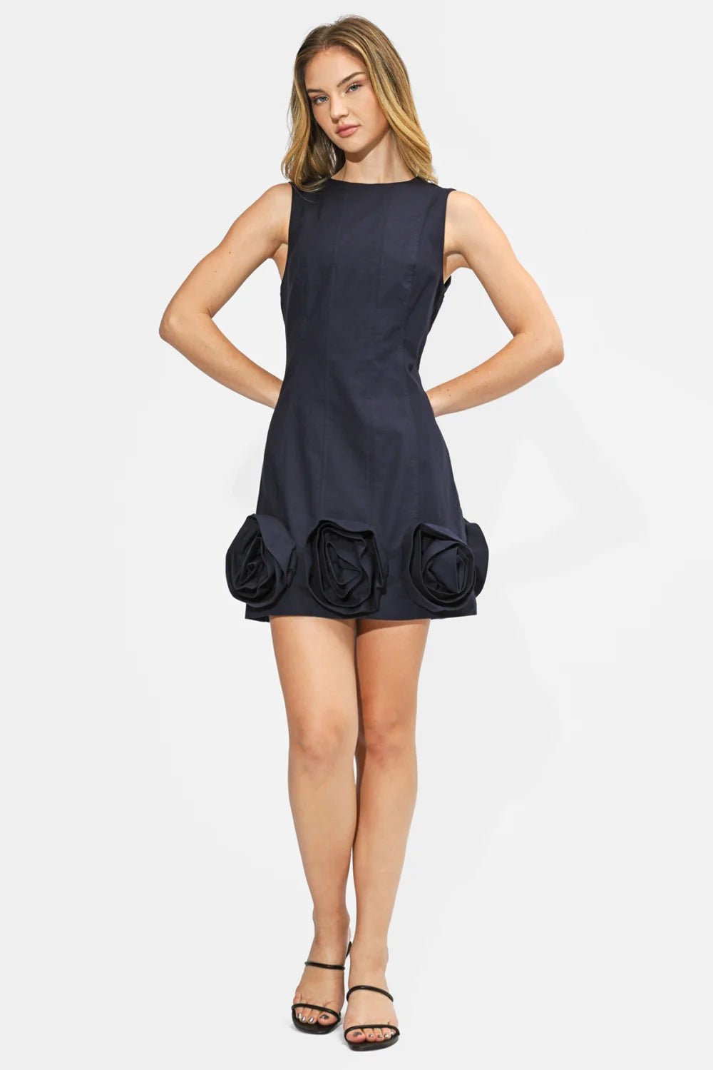 Renia 3D Floral Hem Mini Dress