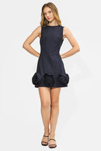 Load image into Gallery viewer, Adelyn Rae Renia 3D Floral Hem Mini Dress | Navy