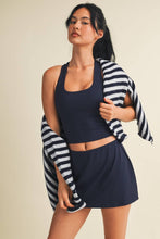 Load image into Gallery viewer, Striped Knit Button Up Cardigan Sweater | Navy Blue Stripe