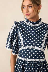 Prosperina Andromeda Midi Dress | Navy Polka Dot