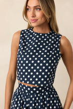 Load image into Gallery viewer, Prosperina Ellie Crop Top | Navy Polka Dot