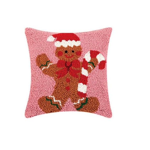 Gingerbread Man Candy Cane Hook Pillow