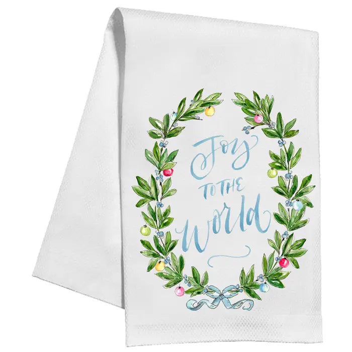 Joy To The World Greenery With Ornament Kitchen Towel