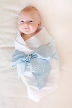 Load image into Gallery viewer, TBBC Bow Swaddle - Broadcloth | Buckhead Blue
