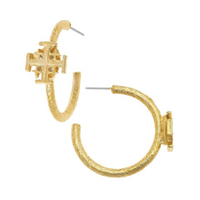 Load image into Gallery viewer, Susan Shaw Mini Jerusalem Cross Hoops