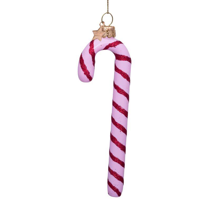 Love Pink Candy Cane Glass Ornament