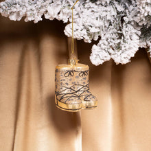 Load image into Gallery viewer, Champagne Panther Snow Boots Glass Ornament