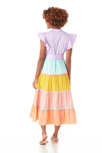 CROSBY Kemble Dress | Sherbet Colorblock