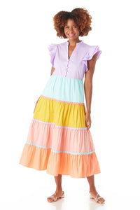 CROSBY Kemble Dress | Sherbet Colorblock