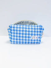 Load image into Gallery viewer, Sorority Gingham Quilted Makeup Bag