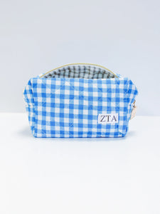 Sorority Gingham Quilted Makeup Bag