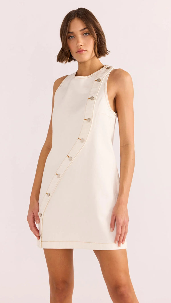 Mink Pink Tabitha Wave Button Mini Dress | White