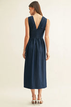 Load image into Gallery viewer, Adelyn Rae Arabelle Chambray Sleeveless Corset Midi Dress | Indigo Blue