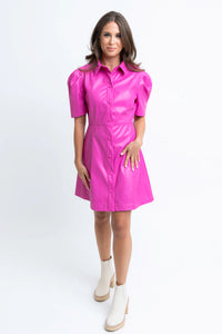 Karlie Pink Pleather Sophia Dress