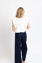 Load image into Gallery viewer, Karlie White Poplin Vneck Bubble Top