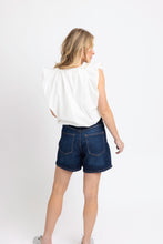 Load image into Gallery viewer, Karlie White Poplin Vneck Bubble Top