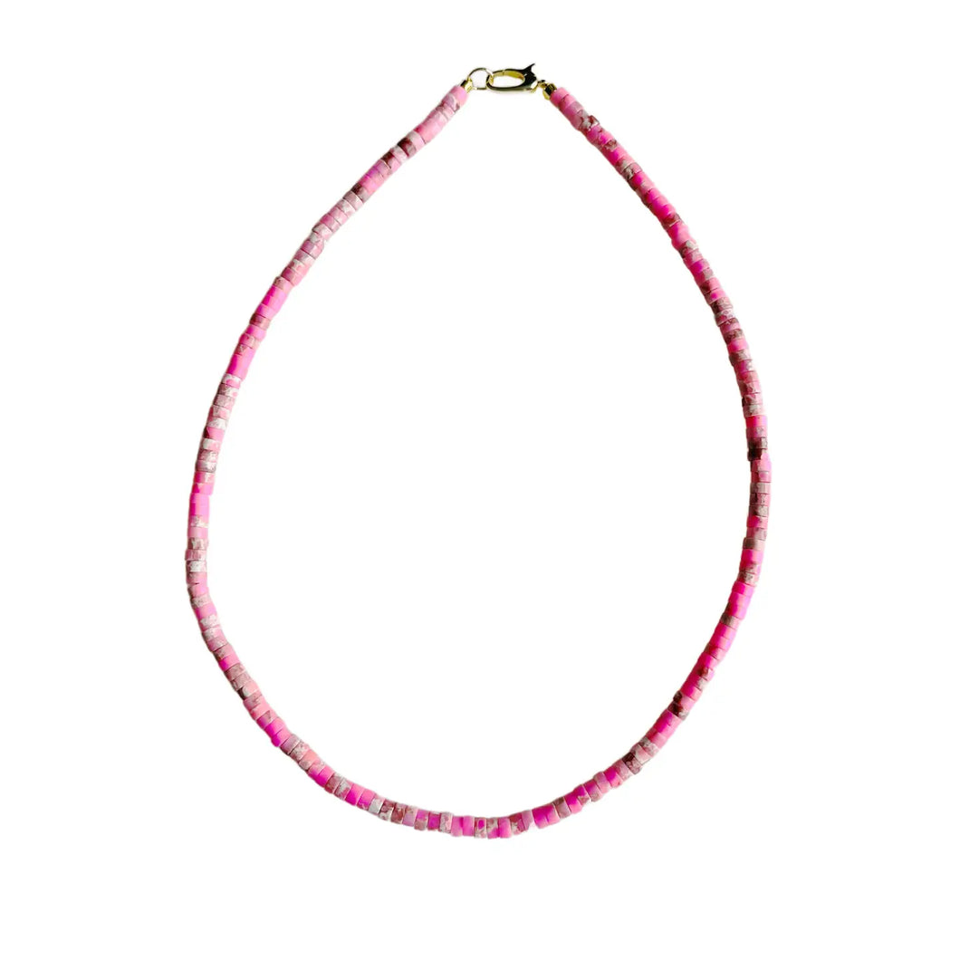 Pink Jasper Sullivan Heishi Gemstone Necklace