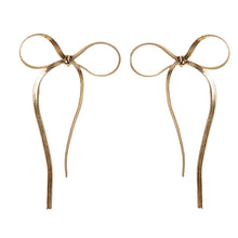 Load image into Gallery viewer, Maxi Gold Duster Bow Earrings