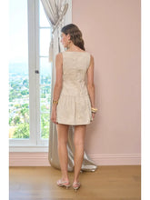 Load image into Gallery viewer, Moon River Boat Neck Bodice Embroidered Mini Dress | Ivory